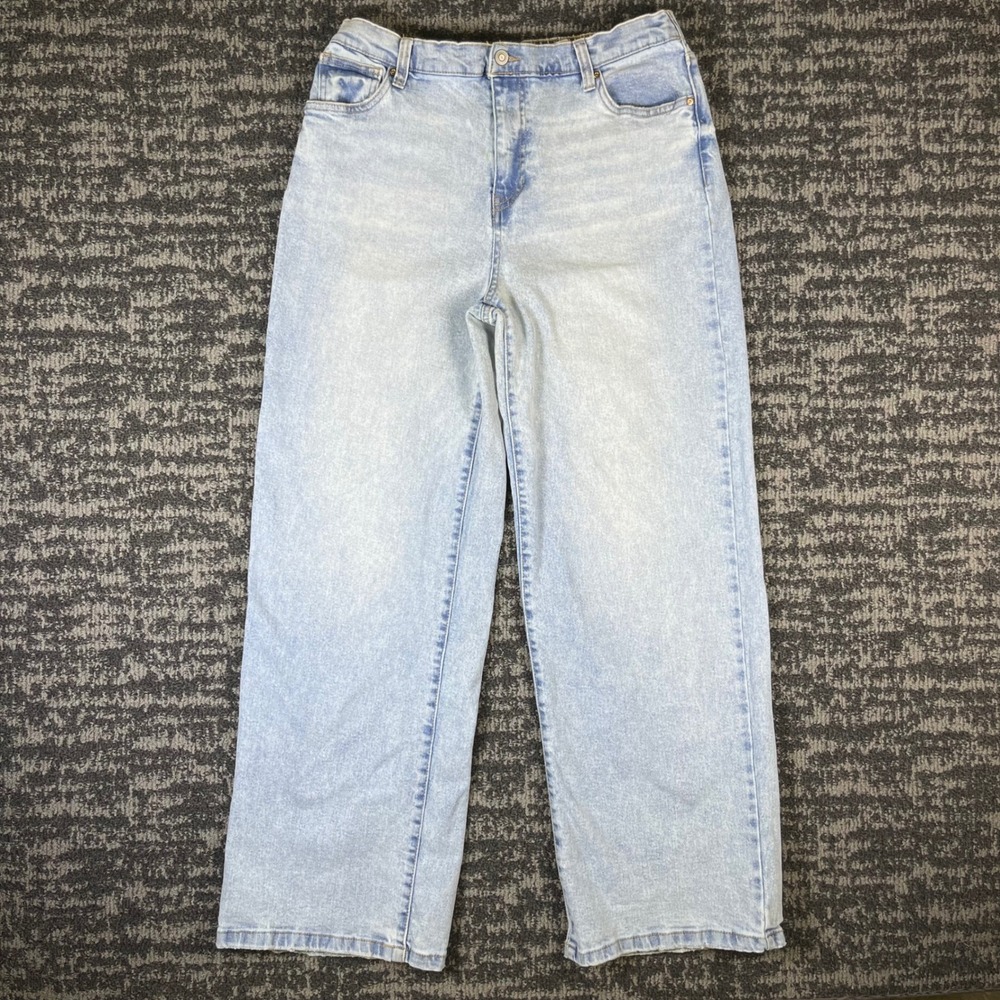 BCBGeneration Baggy Wide Leg Jeans Womens 13/31 Light Blue Wash High Rise Denim